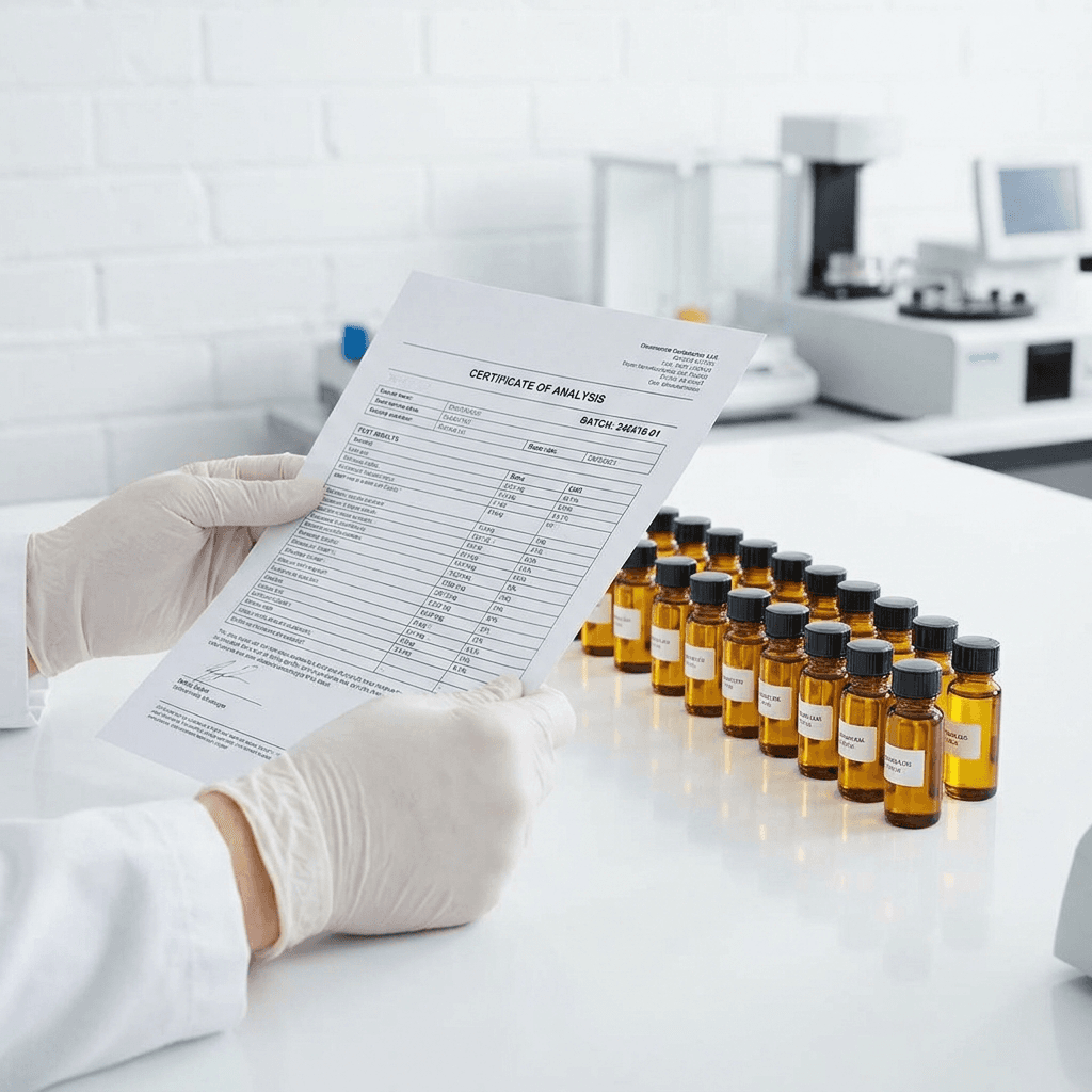 Quality certificate with oil samples