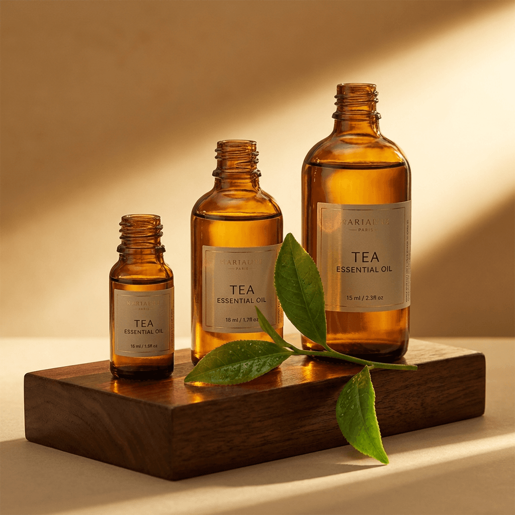 Three sizes of golden oil bottles